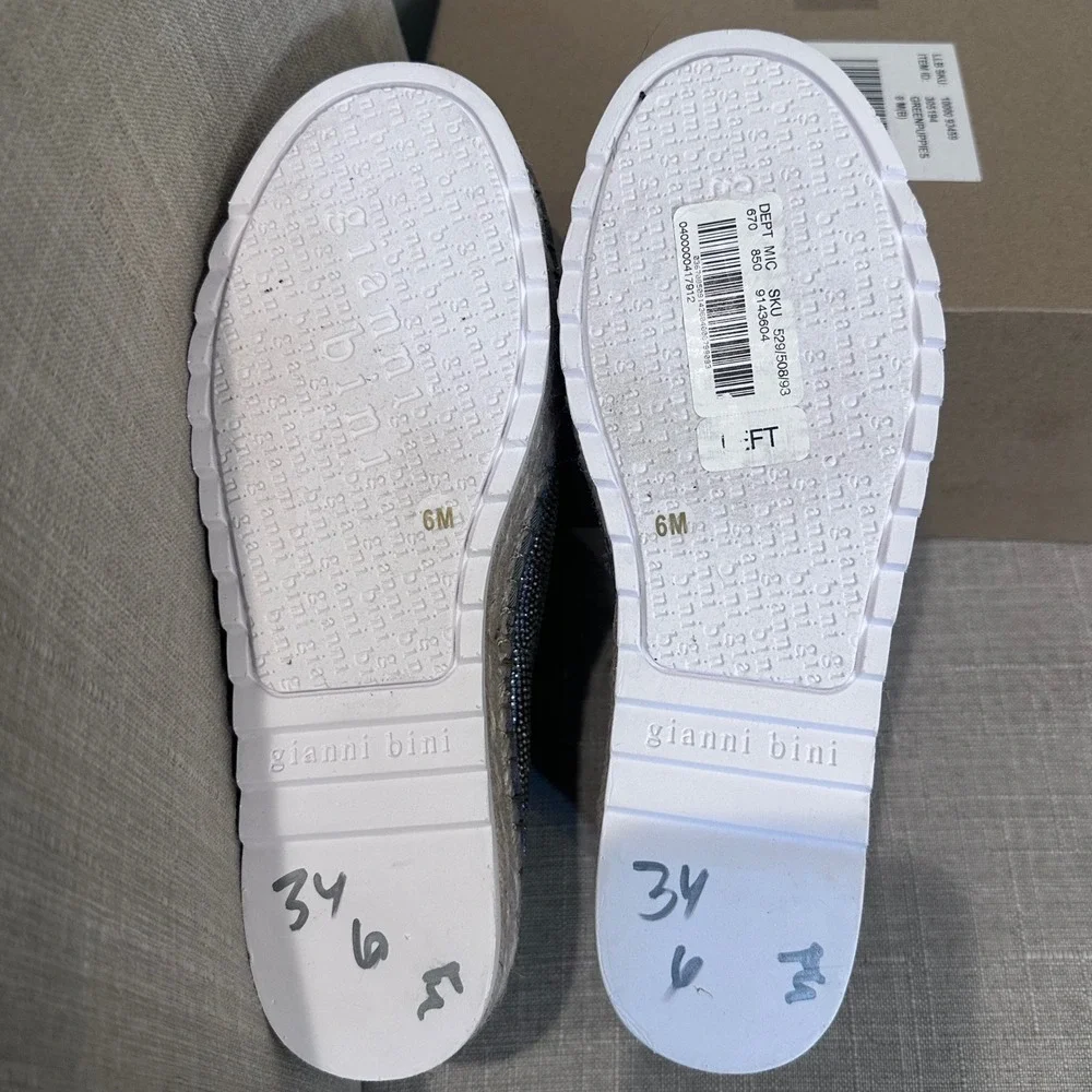 Gianni Bini Women's Silver Rhinestone Espadrille Slip On Flats Shoes Size‎ 6M